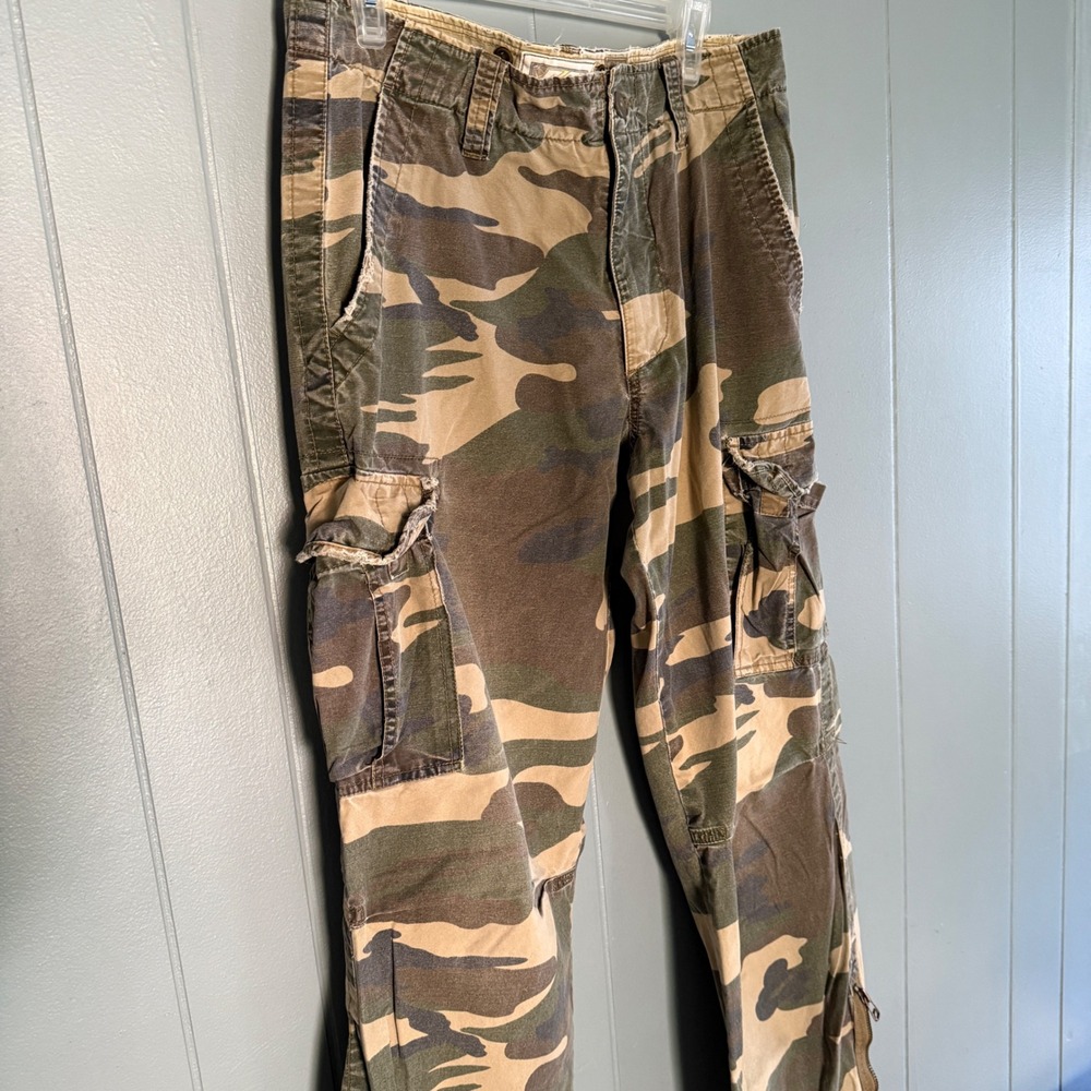 NoBo Woodland Camo Cargo Pants 34x34 Y2K Grunge Baggy Skater Vtg Camouflage - Picture 11 of 12